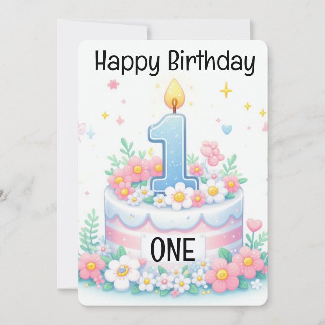 Cartes Pour Fêtes Annuelles Joyeux premier anniversaire (Devant)