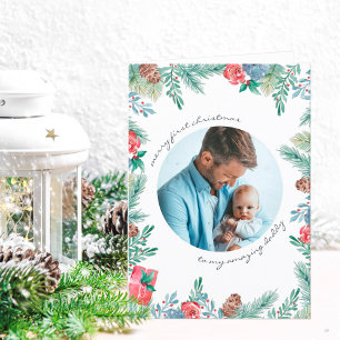 Cartes Pour Fêtes Annuelles Joyeux premier pin de Noël cônes bébé photo