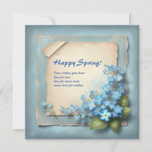 Cartes Pour Fêtes Annuelles Joyeux printemps avec bleu oubliez-moi pas les fle