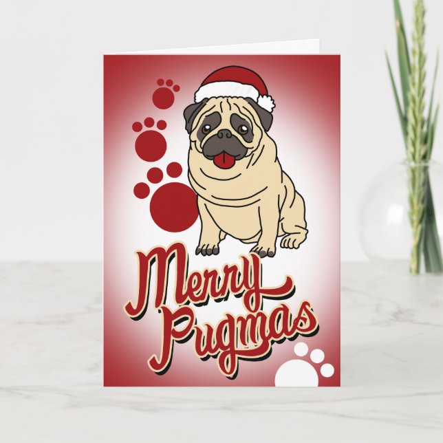 Cartes Pour Fêtes Annuelles Joyeux Pugmas ! (Devant)