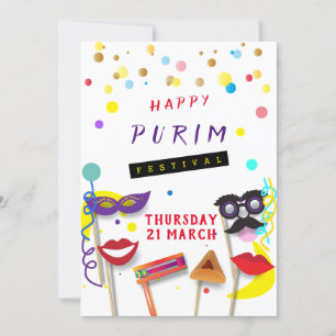 Cartes Pour Fêtes Annuelles Joyeux Purim Festival Masquerade pour enfants