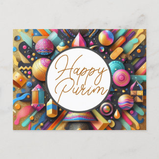 Cartes Pour Fêtes Annuelles Joyeux Purim Juif Voeux Multicolor Décor Parti