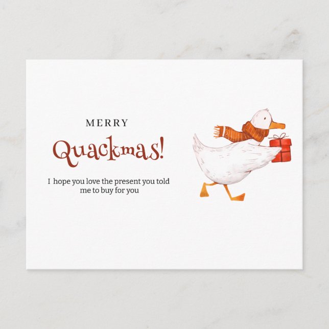 Cartes Pour Fêtes Annuelles Joyeux Quackmas ! Drôle Duck Christmas Card, minim (Devant)