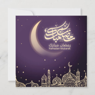 Cartes Pour Fêtes Annuelles Joyeux Ramadan Moubarak Crescent Mosquée violette