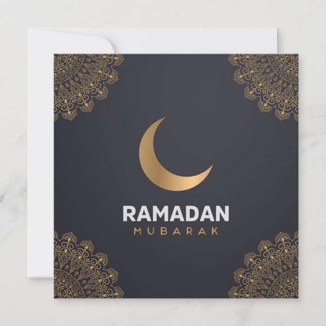 Cartes Pour Fêtes Annuelles Joyeux Ramadan Moubarak | Ramadan Kareem Gold Musu (Devant)