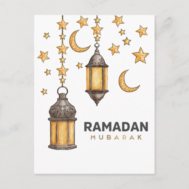 Cartes Pour Fêtes Annuelles Joyeux Ramadan Moubarak | Ramadan Kareem Gold Musu (Devant)
