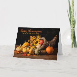 Cartes Pour Fêtes Annuelles Joyeux Remerciements de Realtor Pretty Cornucopia