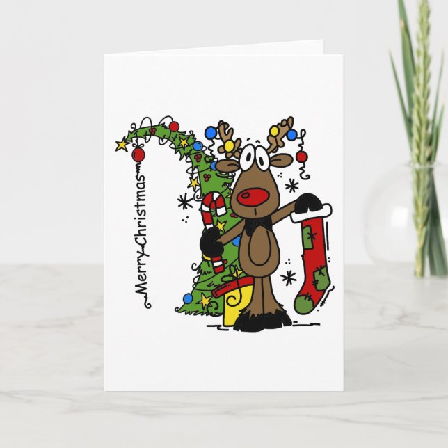 Cartes Pour Fêtes Annuelles Joyeux rennes de Noël (Devant)
