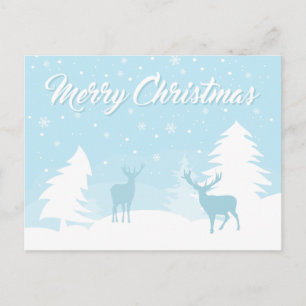 Cartes Pour Fêtes Annuelles Joyeux rennes de Noël dans une forêt neigeuse