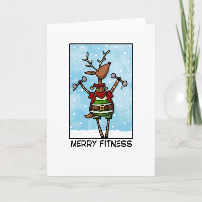 Cartes Pour Fêtes Annuelles Joyeux rennes de remise en forme (Devant)