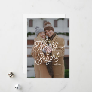 Cartes Pour Fêtes Annuelles Joyeux rétro moderne et brillant script de photo e