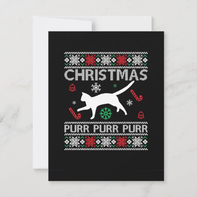 Cartes Pour Fêtes Annuelles Joyeux ronronnement de Noël (Devant)