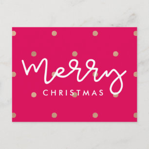 Cartes Pour Fêtes Annuelles Joyeux rose de Noël avec points d'or Faux