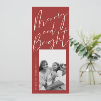 Cartes Pour Fêtes Annuelles Joyeux rouge et brillant script 1 photo