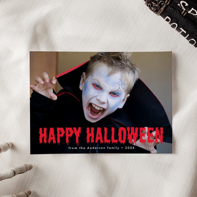 Cartes Pour Fêtes Annuelles Joyeux sang rouge photo d'Halloween (Créateur téléchargé)