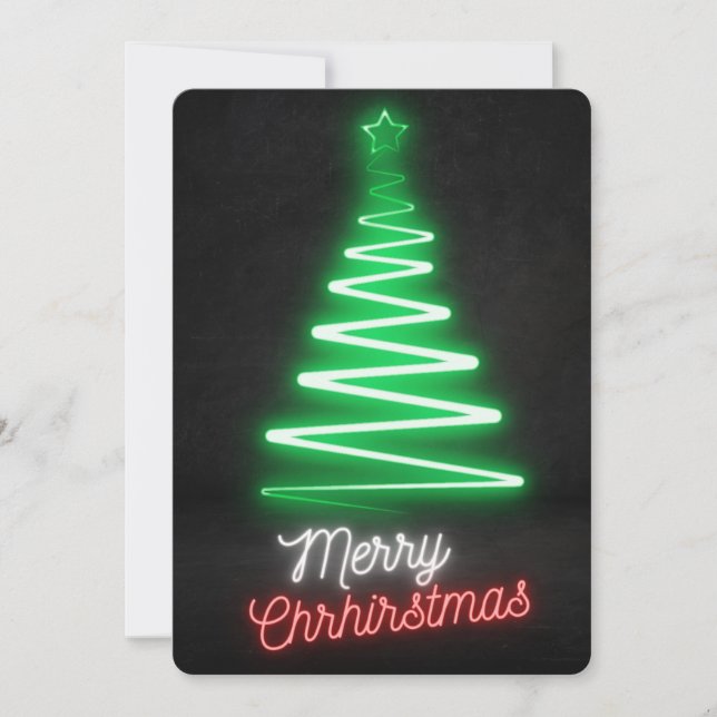 Cartes Pour Fêtes Annuelles Joyeux sapin blanc rouge vert de Noël (Devant)