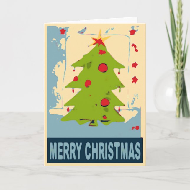 Cartes Pour Fêtes Annuelles Joyeux sapin de Noël (Devant)