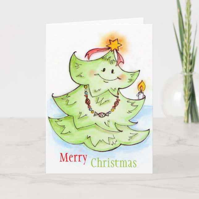 Cartes Pour Fêtes Annuelles Joyeux sapin de Noël (Devant)