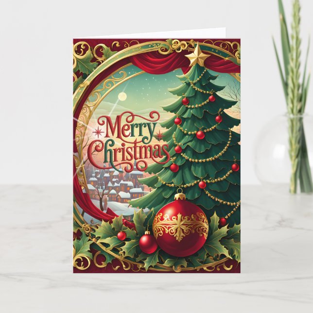 Cartes Pour Fêtes Annuelles Joyeux sapin de Noël (Devant)