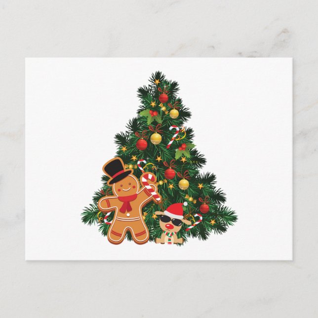 Cartes Pour Fêtes Annuelles Joyeux sapin de Noël et ornements (Devant)