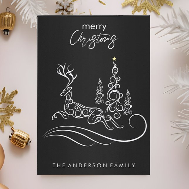 Cartes Pour Fêtes Annuelles Joyeux sapin de Noël et renne (Créateur téléchargé)
