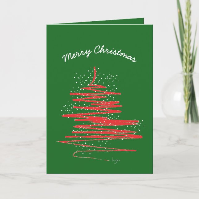 Cartes Pour Fêtes Annuelles Joyeux sapin de Noël moderne coutume (Devant)