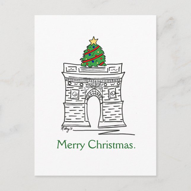 Cartes Pour Fêtes Annuelles Joyeux sapin de Noël NYC Washington Carré Arch (Devant)