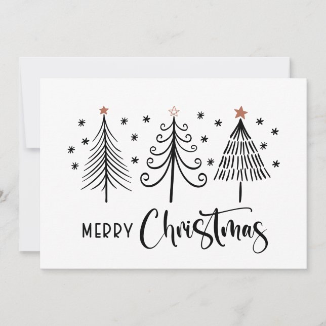 Cartes Pour Fêtes Annuelles Joyeux sapin noir blanc (Devant)