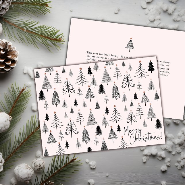 Cartes Pour Fêtes Annuelles Joyeux sapin rose (Créateur téléchargé)