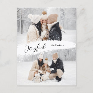 Cartes Pour Fêtes Annuelles Joyeux Script avec Snowy Brushstroke 2 photo