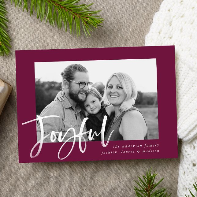 Cartes Pour Fêtes Annuelles Joyeux Script Berry Purple Photo (Créateur téléchargé)
