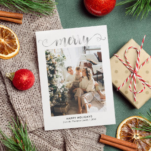 Cartes Pour Fêtes Annuelles Joyeux script Coeur moderne Noël