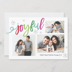 Cartes Pour Fêtes Annuelles Joyeux Script Colorful Holiday 3 Photo Collage