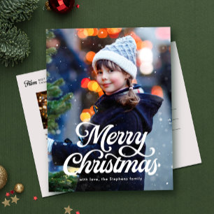 Cartes Pour Fêtes Annuelles Joyeux script de Noël classique deux photo