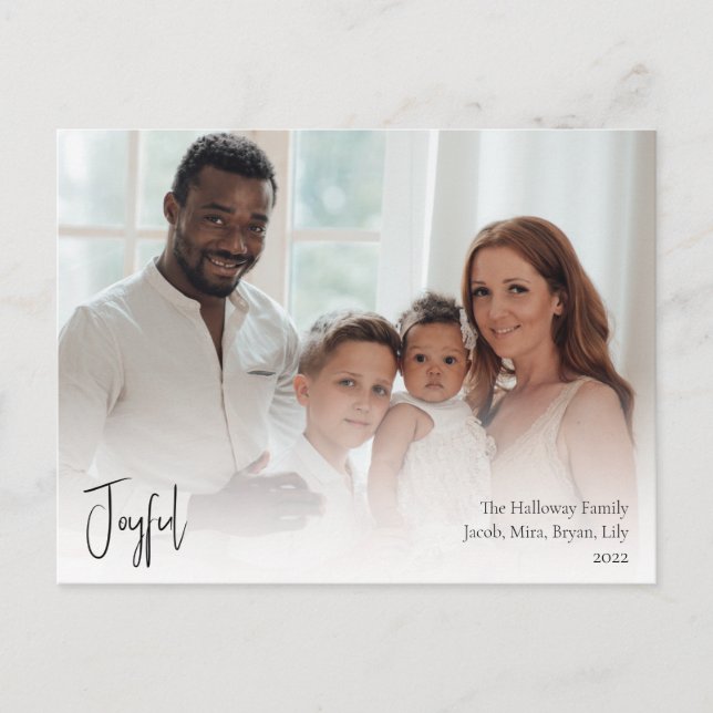 Cartes Pour Fêtes Annuelles Joyeux script de Noël moderne photo complète (Devant)