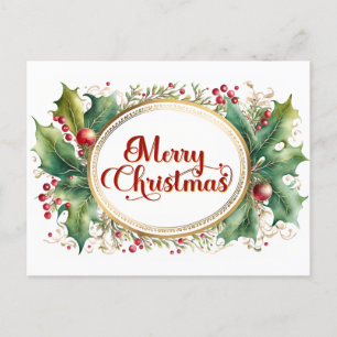 Cartes Pour Fêtes Annuelles Joyeux script de Noël personnalisé dans cadre Flor