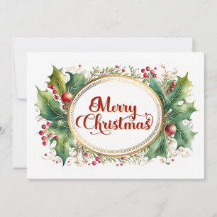 Cartes Pour Fêtes Annuelles Joyeux script de Noël personnalisé dans cadre Flor