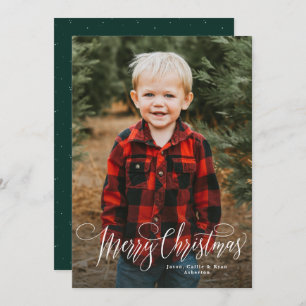 Cartes Pour Fêtes Annuelles Joyeux script de Noël simple photo verte