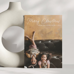 Cartes Pour Fêtes Annuelles Joyeux script de Noël superposer photo verticale