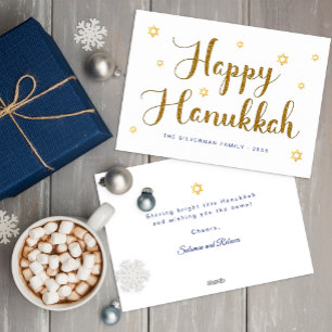 Cartes Pour Fêtes Annuelles Joyeux script or Hanoukka