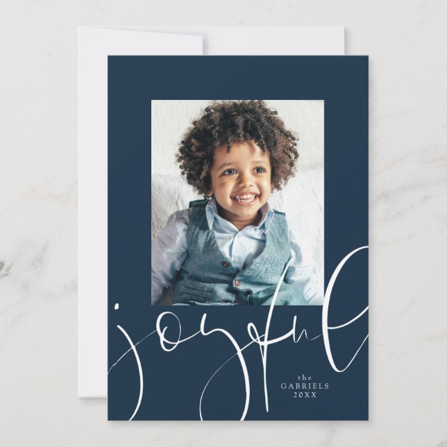 Cartes Pour Fêtes Annuelles Joyeux script une photo marine Noël (Devant)