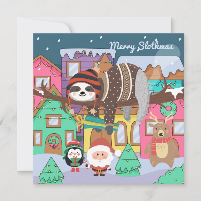 Cartes Pour Fêtes Annuelles Joyeux Slothmas (Devant)