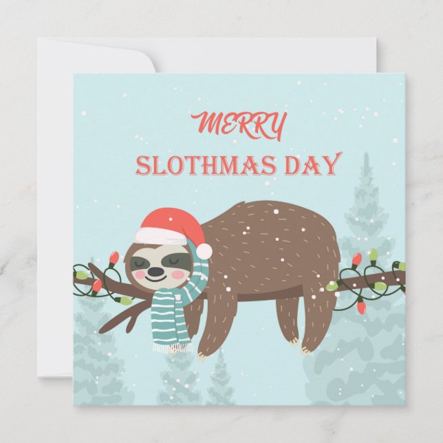 Cartes Pour Fêtes Annuelles Joyeux Slothmas (Devant)
