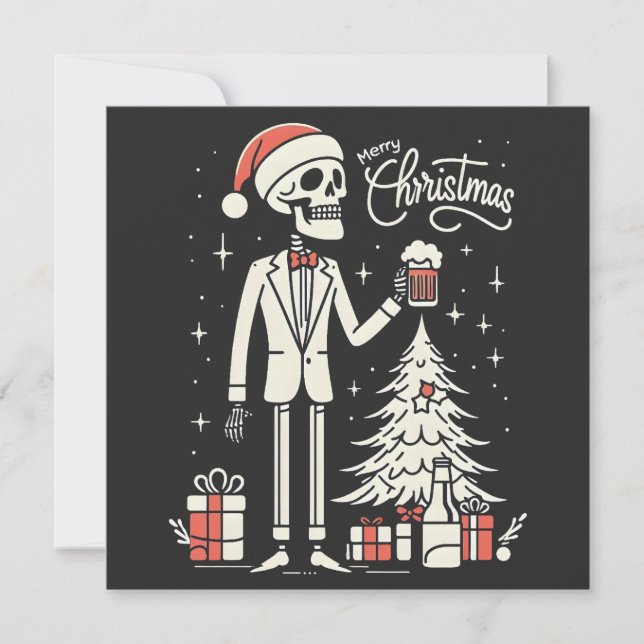 Cartes Pour Fêtes Annuelles Joyeux squelette de Noël (Devant)