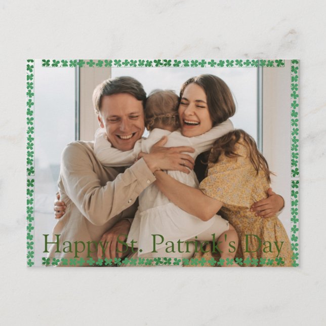 Cartes Pour Fêtes Annuelles Joyeux St. patrick jour photo de famille Shamrock (Devant)