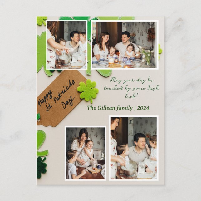 Cartes Pour Fêtes Annuelles Joyeux St. patrick jour photo de famille Shamrock (Devant)