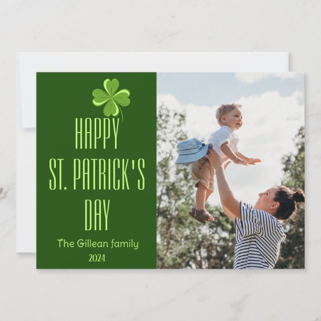 Cartes Pour Fêtes Annuelles Joyeux St. patrick jour photo de famille Shamrock (Devant)