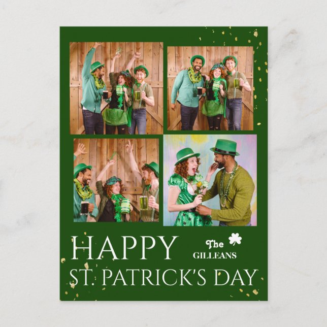 Cartes Pour Fêtes Annuelles Joyeux St. patrick jour photo de famille Shamrock (Devant)