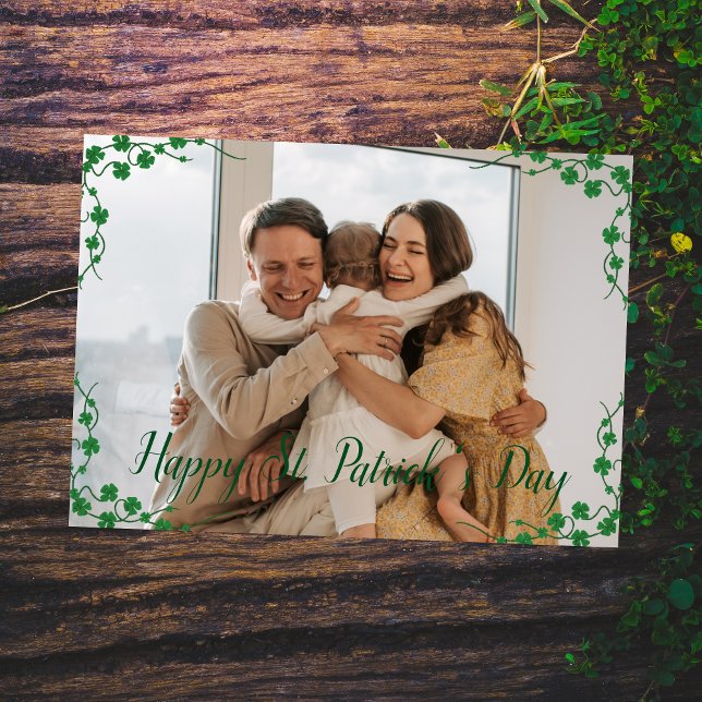 Cartes Pour Fêtes Annuelles Joyeux St. patrick jour photo de famille Shamrock (Créateur téléchargé)