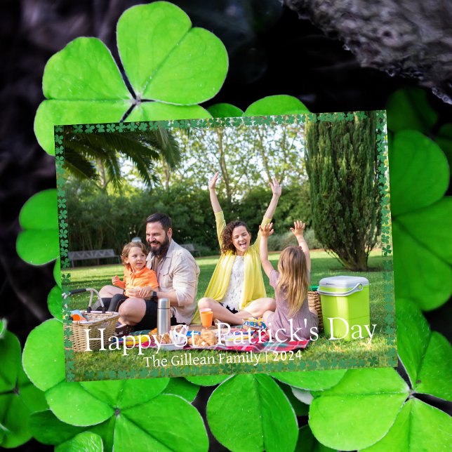 Cartes Pour Fêtes Annuelles Joyeux St. patrick jour photo de famille Shamrock (Créateur téléchargé)